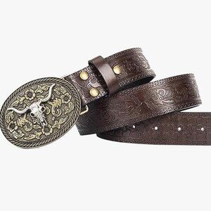 Vintage Western Leather Buckle Belt